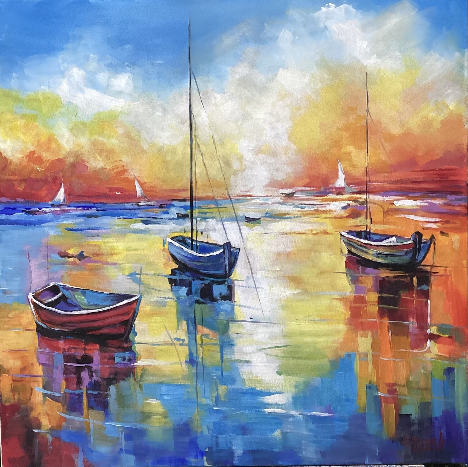 Serenity on the Water Eva Bazhenova Original painting for sale