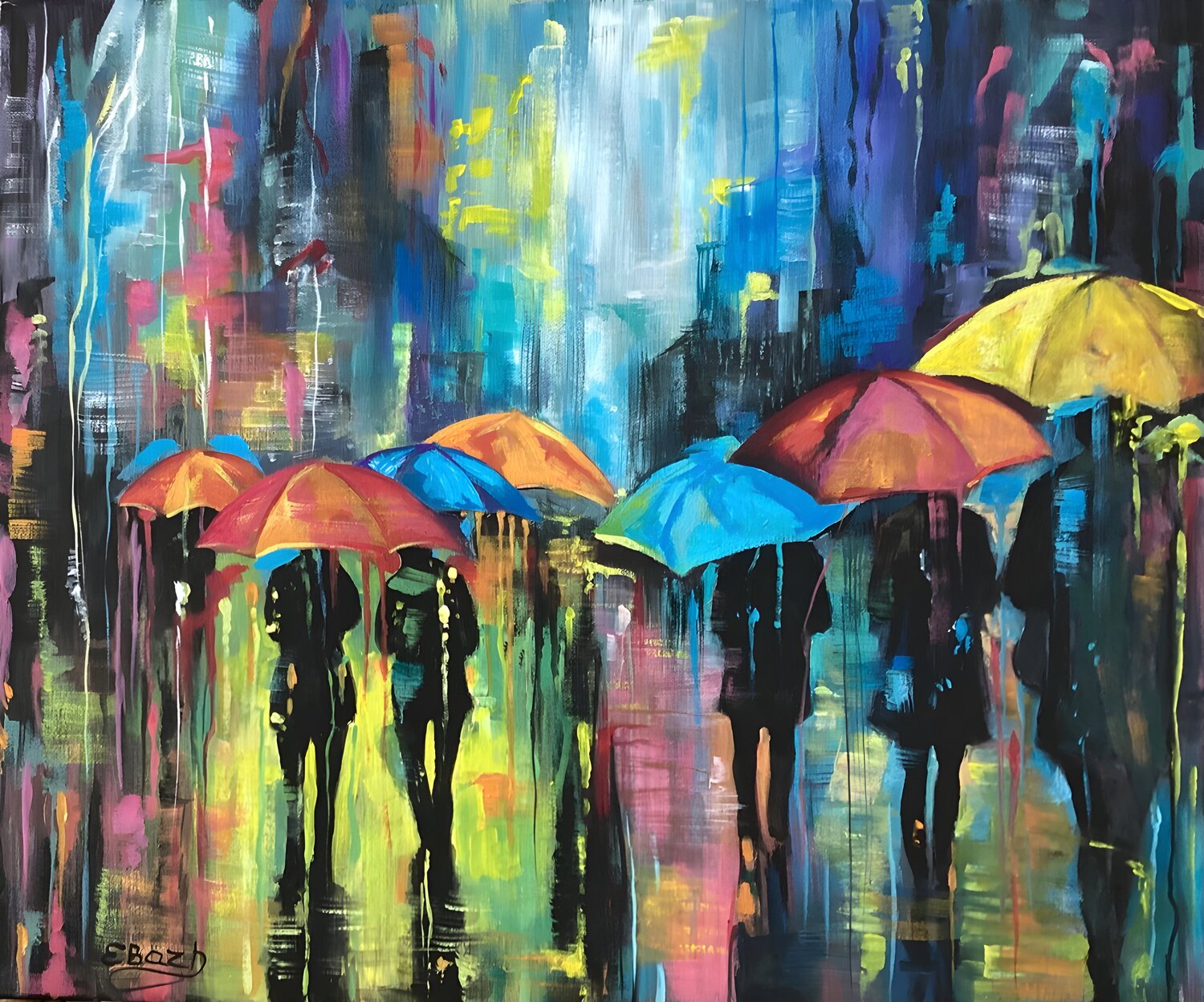 Rainbow Rain 2 Eva Bazhenova Original painting for sale