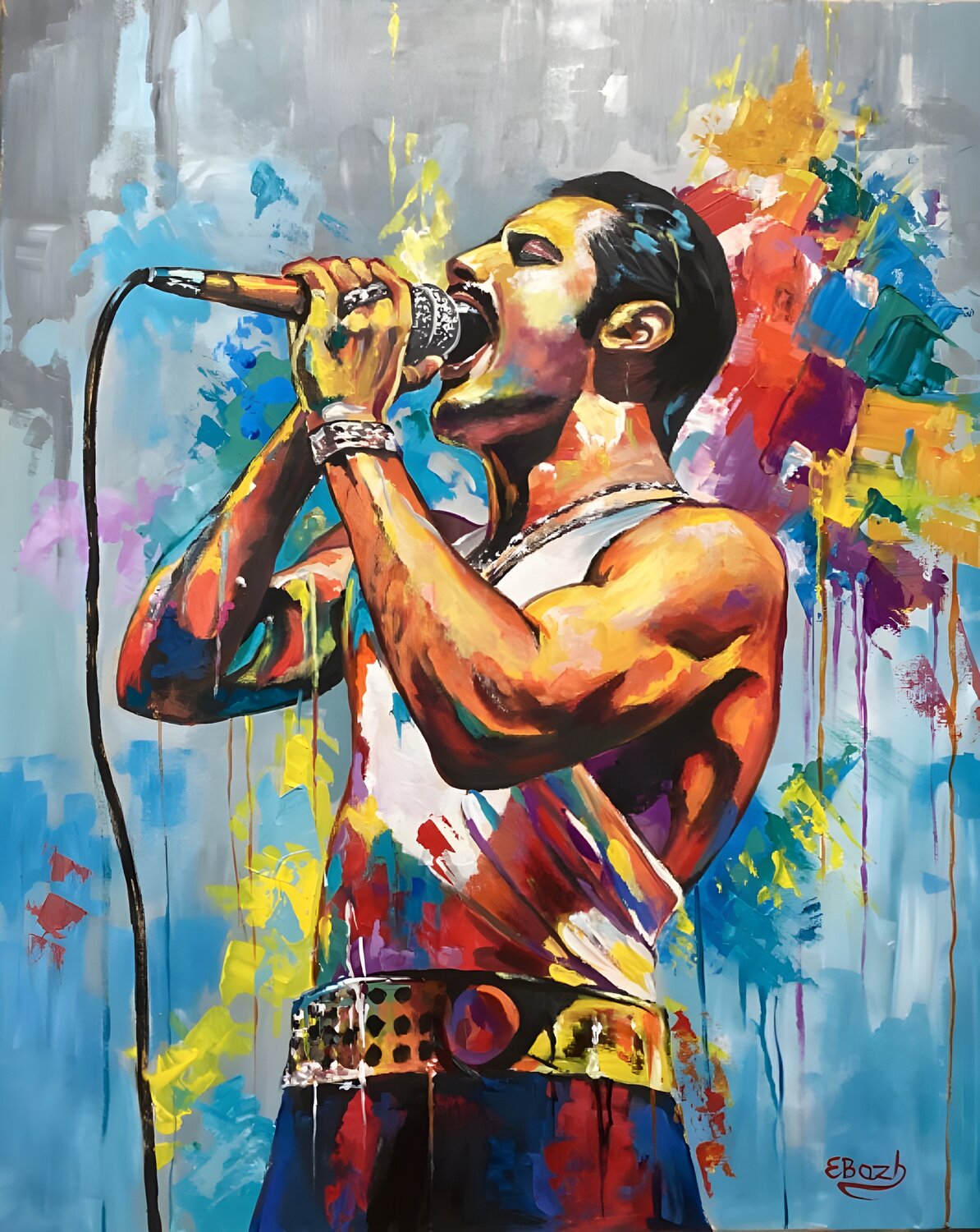Show Must Go On: Tribute to Freddie Mercury Eva Bazhenova Original painting for sale