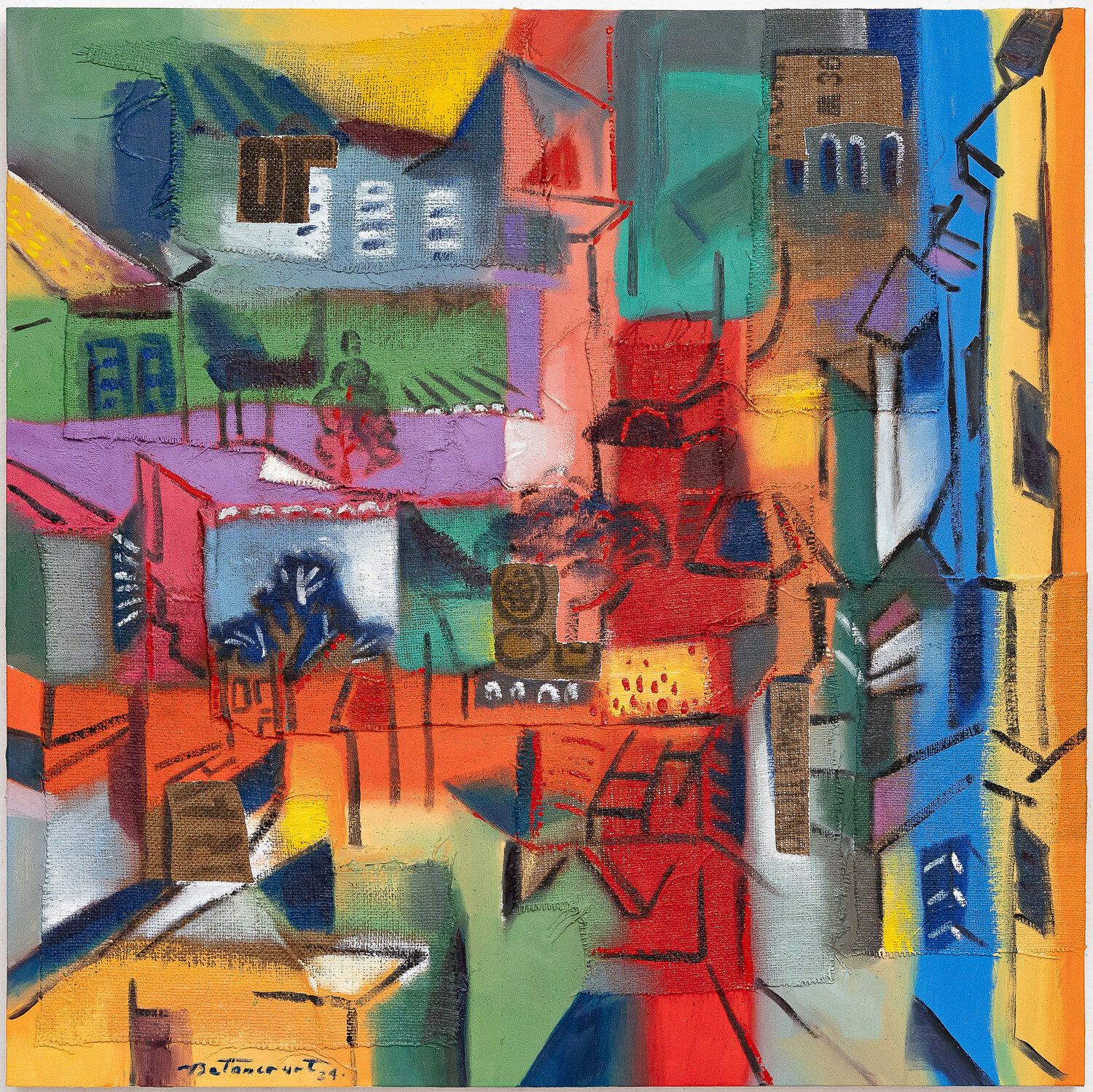 INTERSTICIOS DE LA CIUDAD Miguel Betancourt Original painting for sale