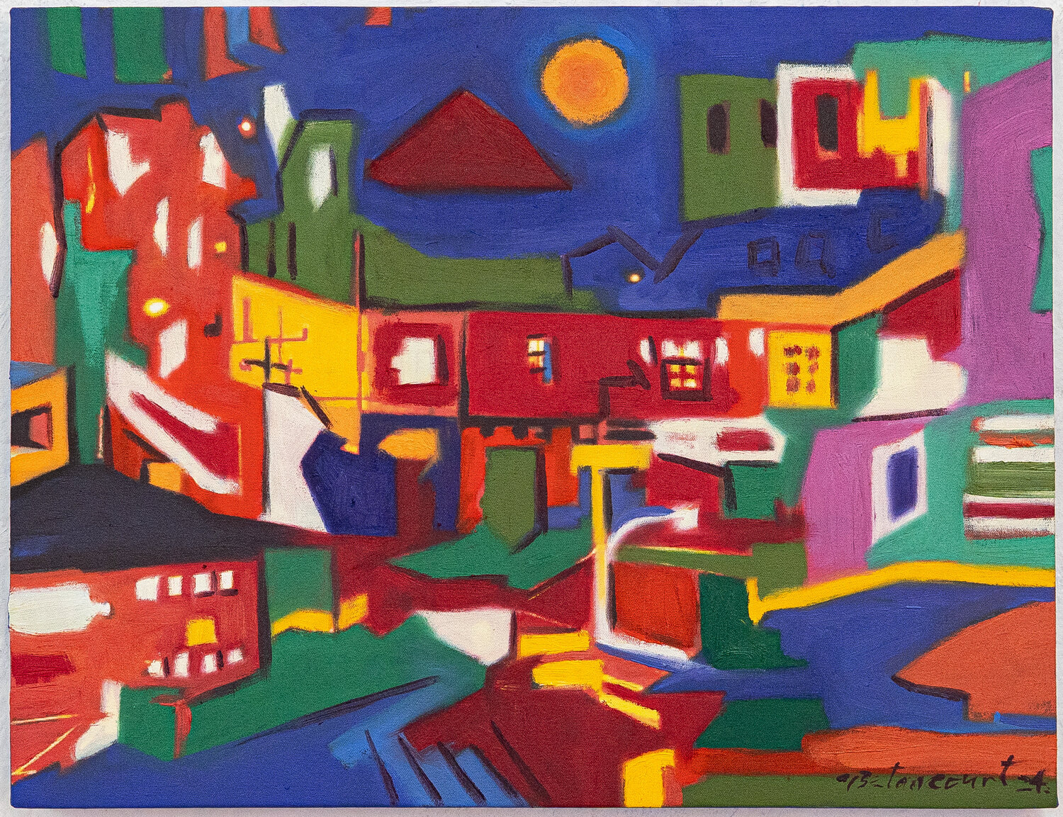 FACHADA ROJA Miguel Betancourt Original painting for sale