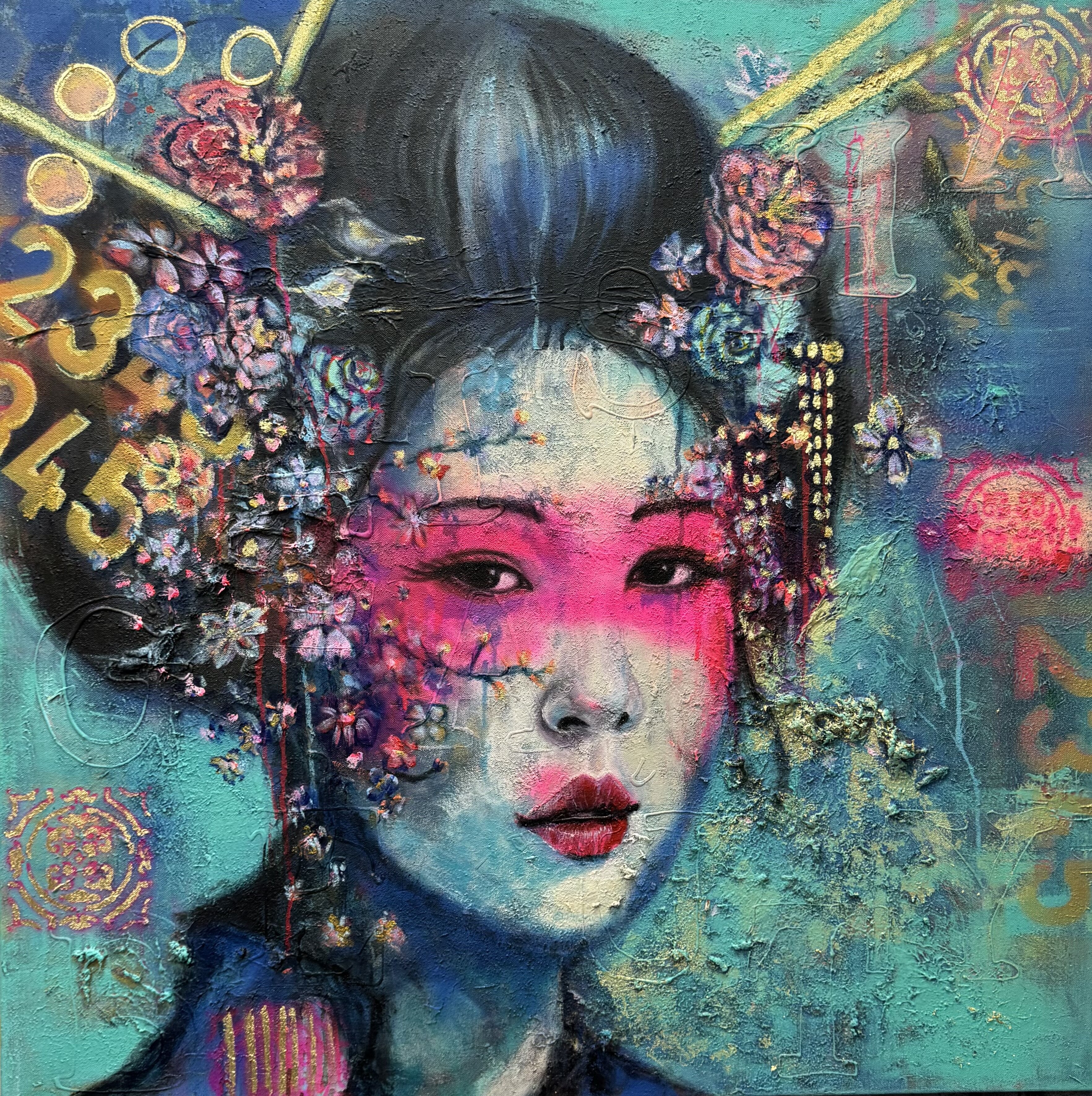 Portret of a Geisha Night blue