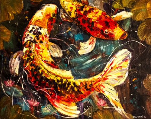 Koi Harmony by Michael Hartstein, Painting for Sale on Select