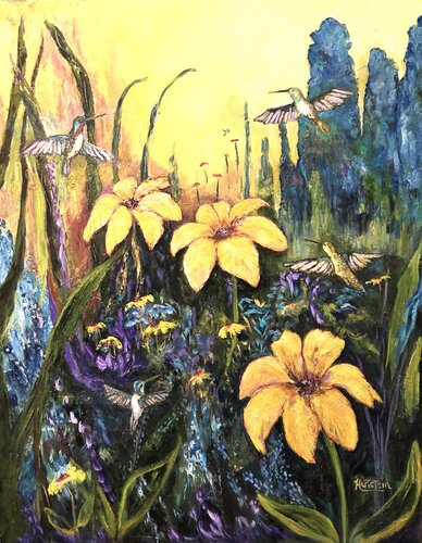 Where Hummingbirds Gather by Michael Hartstein, Painting for Sale on Select