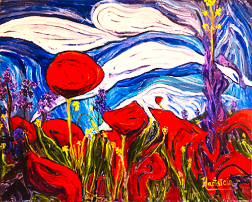Poppy Fantasy- Van gogh style art by Michael Hartstein, Painting for Sale on Select