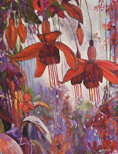 Fuchsias In Bloom by Michael Hartstein, Painting for Sale on Select