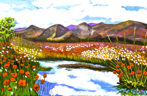 Poppies On A Cloudy Day 2 by Michael Hartstein, Painting for Sale on Select