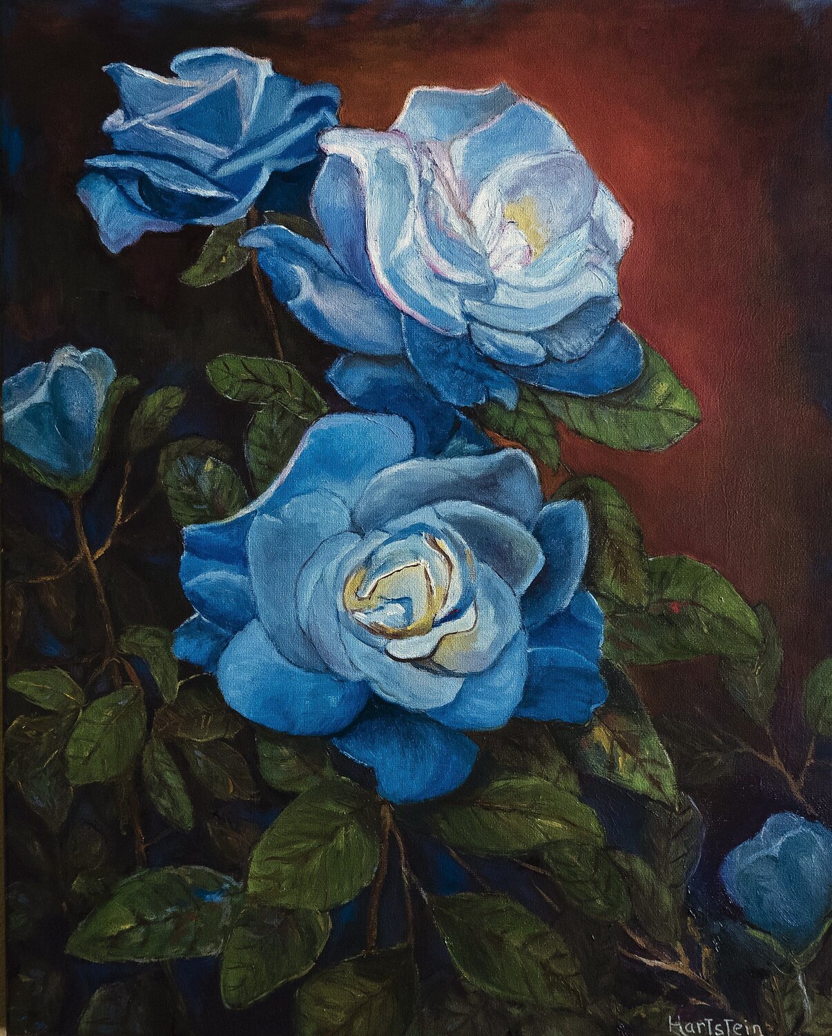 Blue Floral Michael Hartstein Original painting for sale