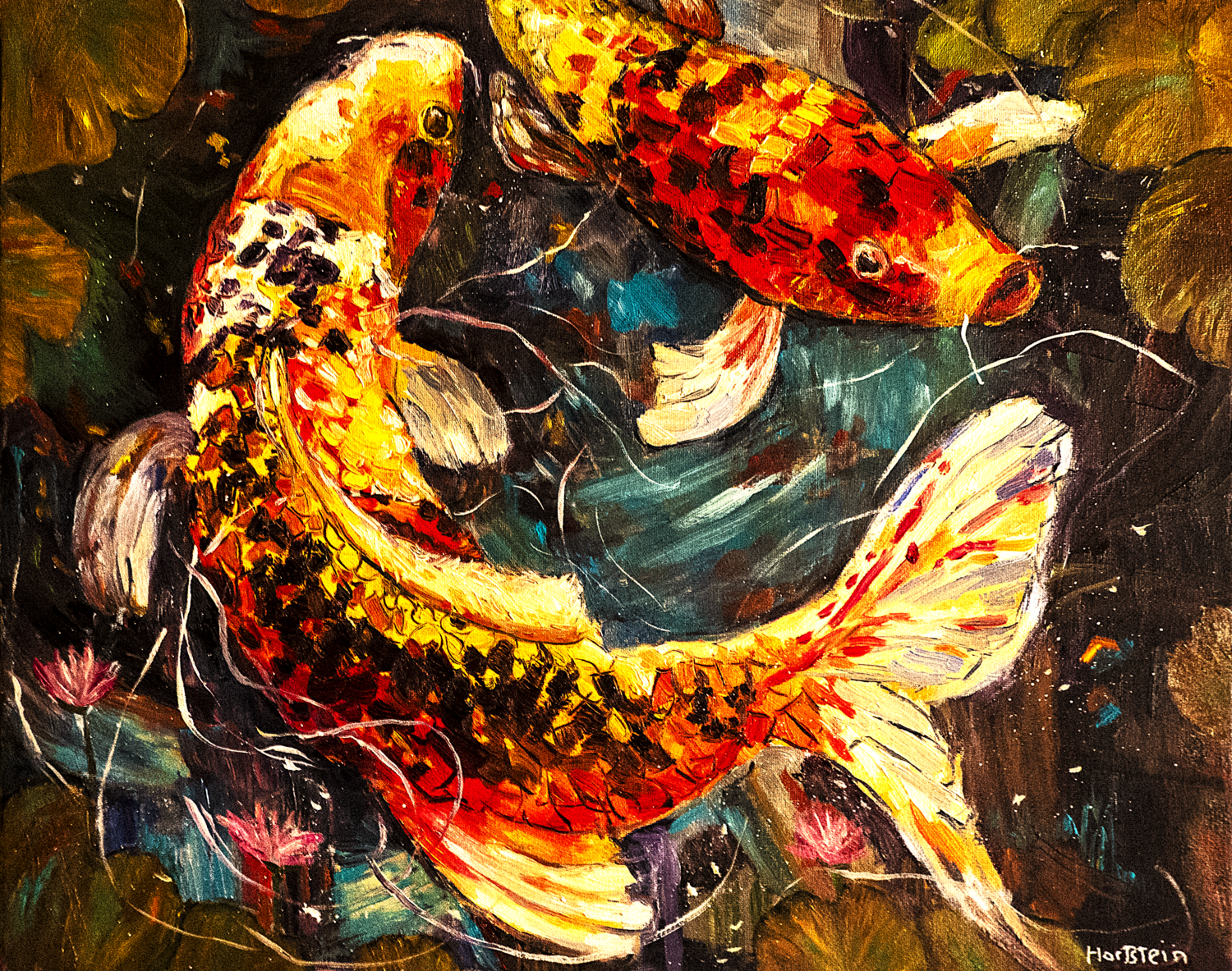 Koi Harmony Michael Hartstein Original painting for sale