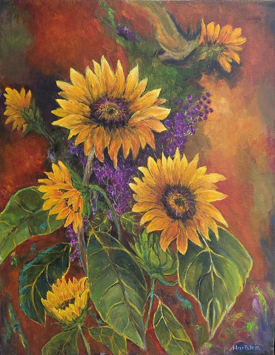 Sunflower Passion Michael Hartstein Original painting for sale