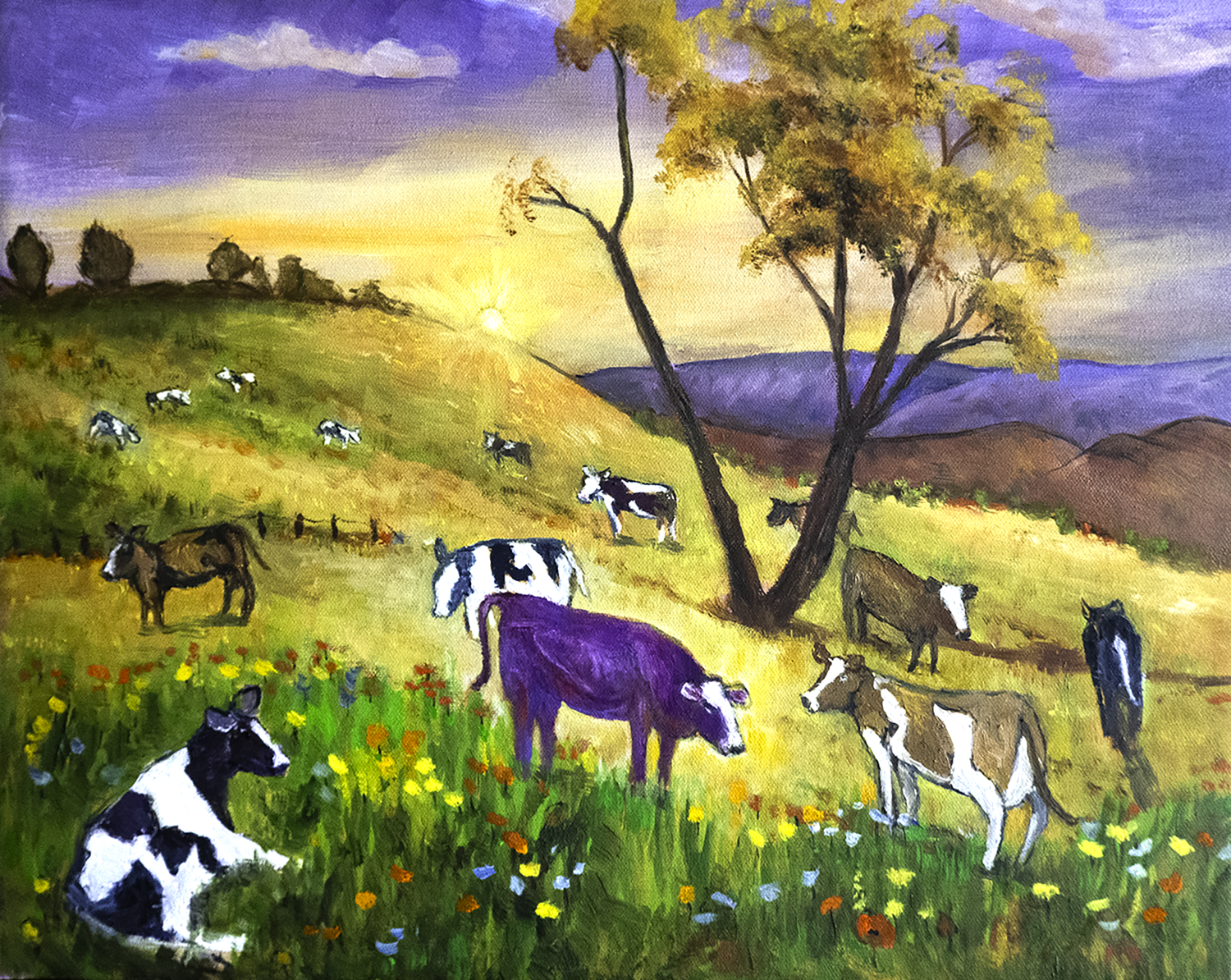 Purple Cow Michael Hartstein Original painting for sale