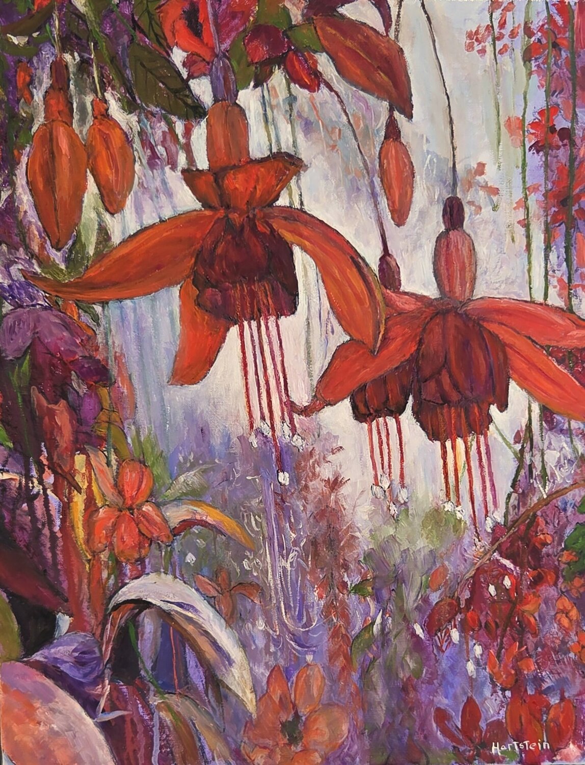 Fuchsias In Bloom Michael Hartstein Original painting for sale