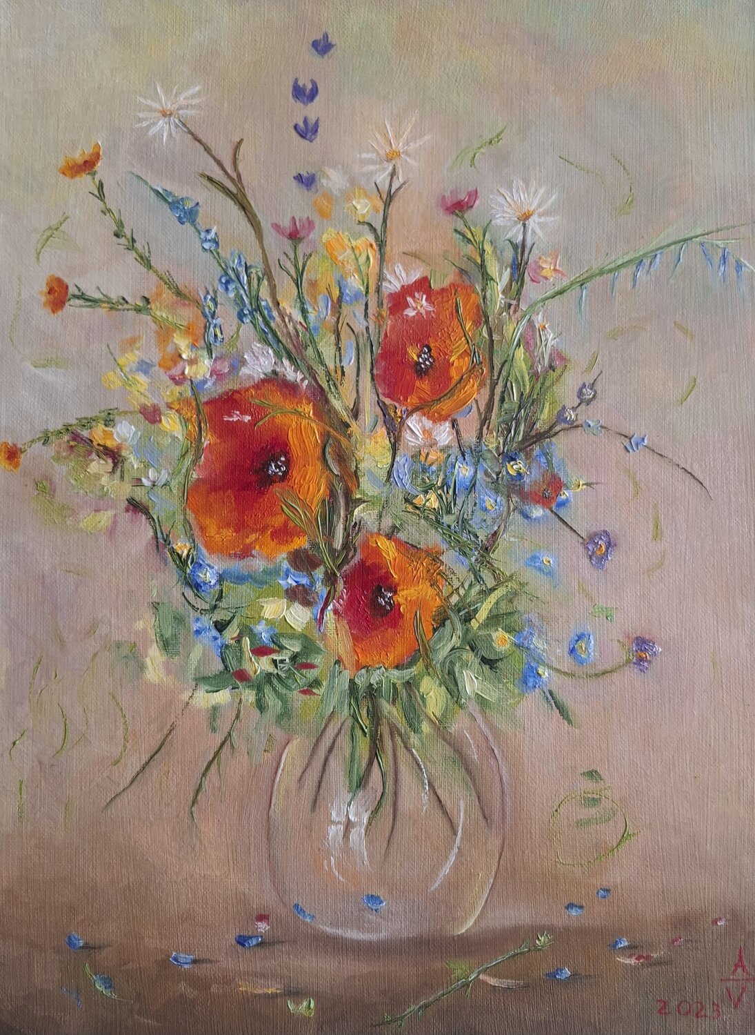 Impressionistischer Blumenstrauß Antonio Visciano Original painting for sale