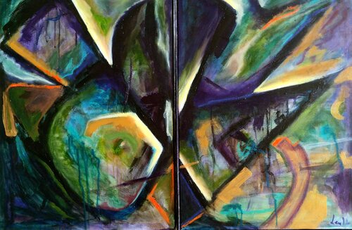 Trasfornazione:" La Fenice" dittico by Lena Lito, Painting for Sale on Select