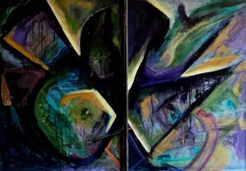 Trasfornazione:" La Fenice" dittico by Lena Lito, Painting for Sale on Select
