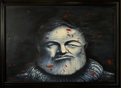 Pesci Rossi e Pensieri Blu by Alessandro Marini, Painting for Sale on Select