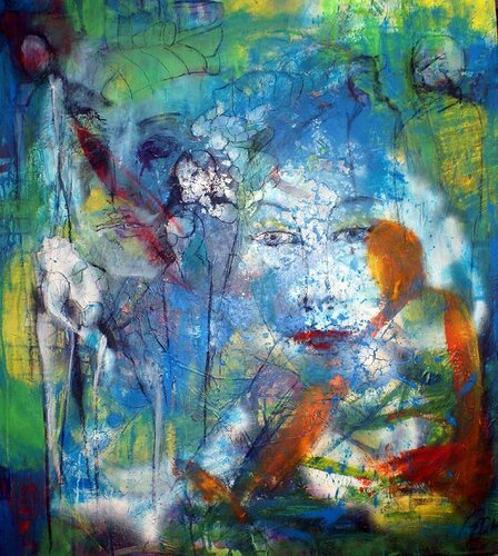 Die blaue Diva by Petra Kohns-Merges, Painting for Sale on Select