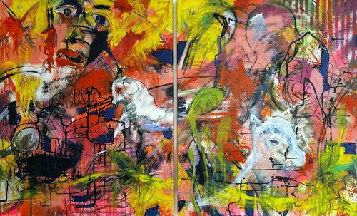 Traumwelt (Diptychon) by Petra Kohns-Merges, Painting for Sale on Select