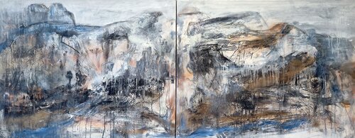 Laurins Reich (Diptychon) by Petra Kohns-Merges, Painting for Sale on Select