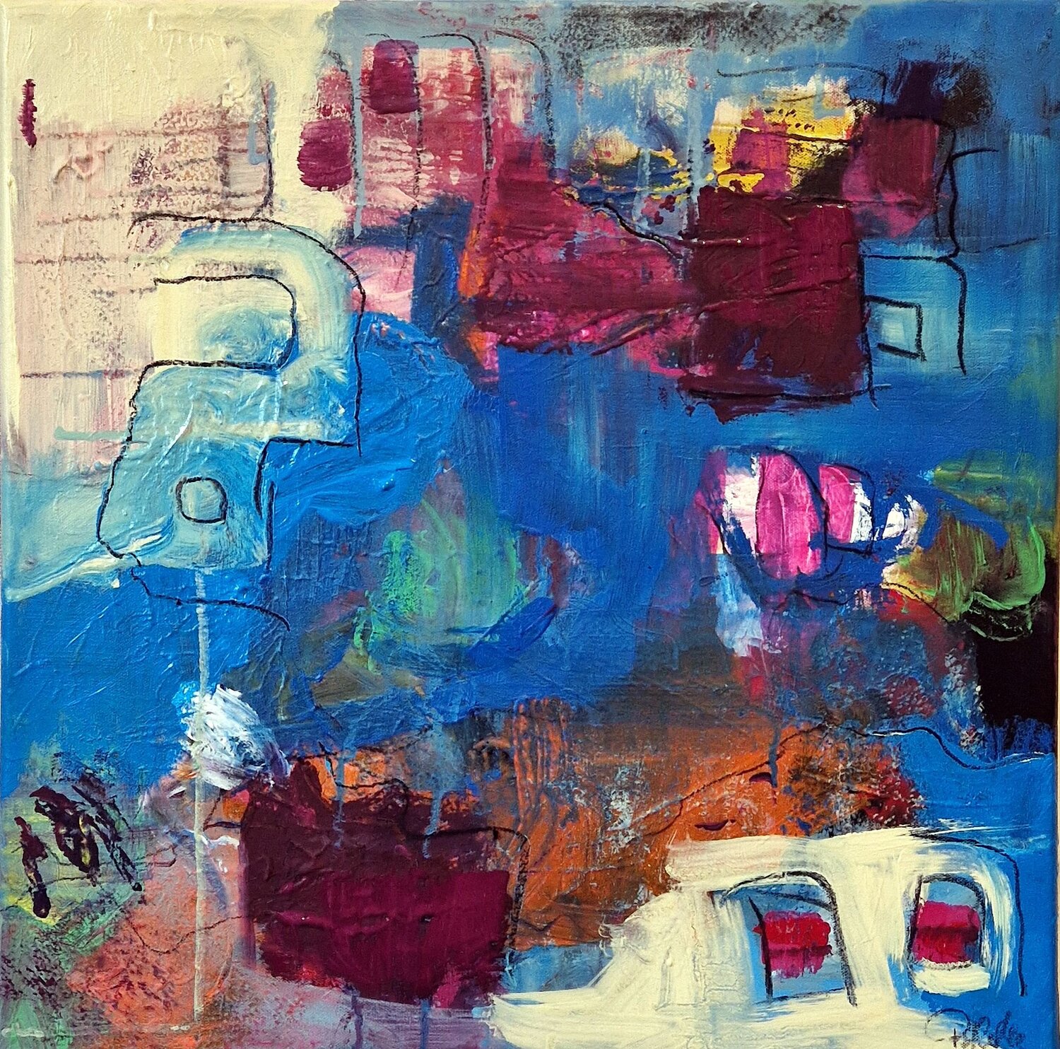 Ge-SCHICHT-en 2 Petra Kohns-Merges Original painting for sale