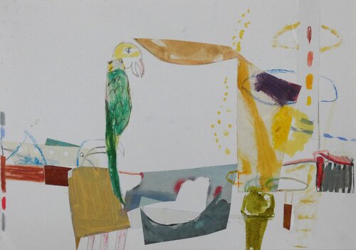 Papagei auf der Wäscheleine by Claudette Griffiths, Painting for Sale on Select