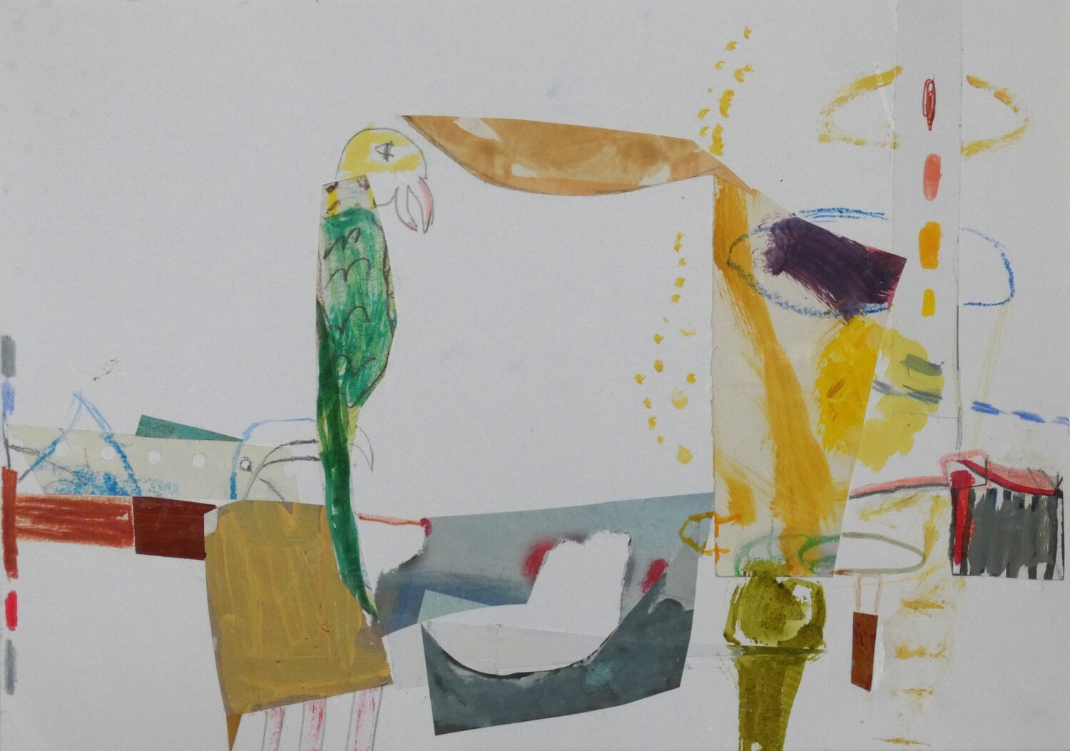 Papagei auf der Wäscheleine Claudette Griffiths Original painting for sale