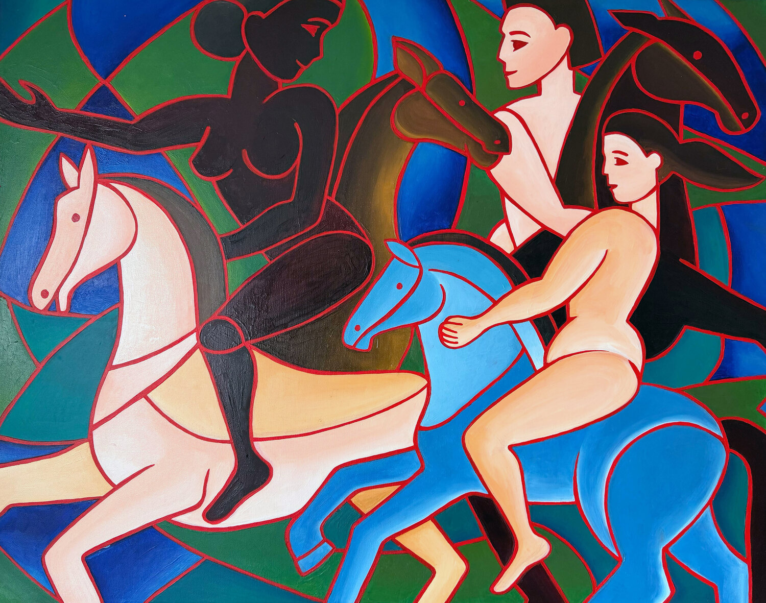 Reiterinnen Nana Stein Original painting for sale