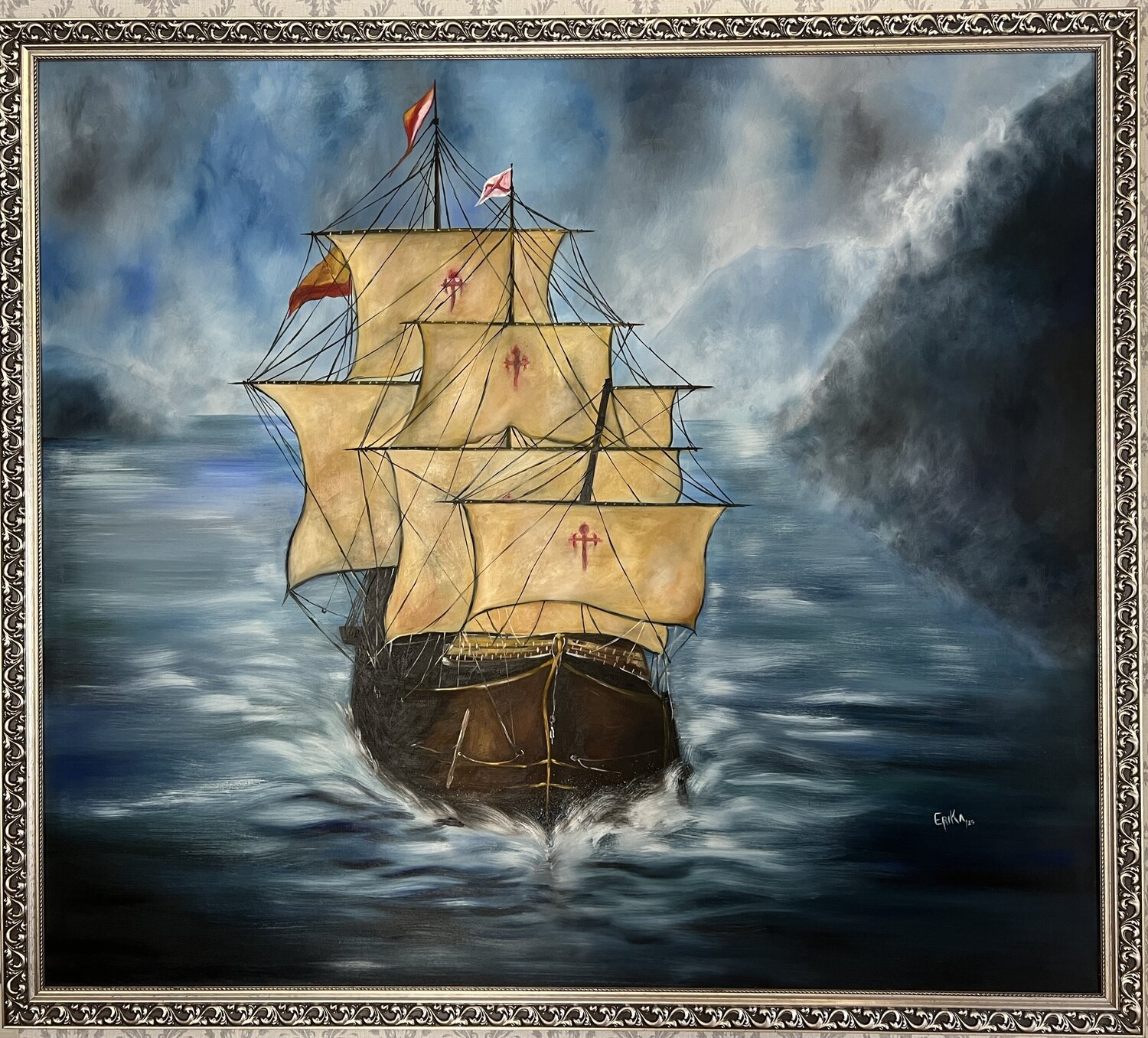 Descubriendo el estrecho de Magallanes Erika Escribano Martinez Original painting for sale