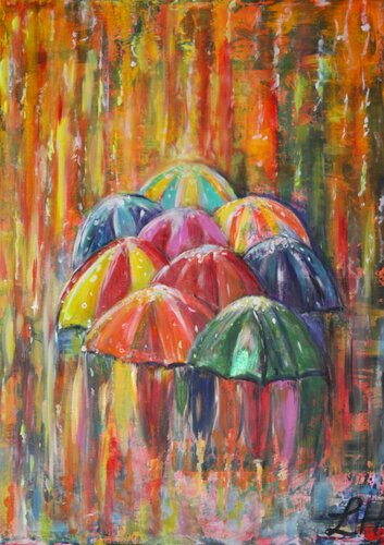 Umbrella by Helga Legath, Painting for Sale on Select