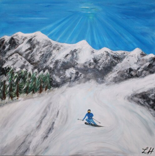 Ski fahrn by Helga Legath, Painting for Sale on Select