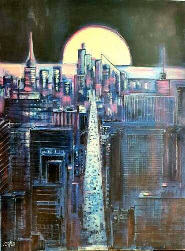 Moonlight in Ny by Monica Catto, Painting for Sale on Select