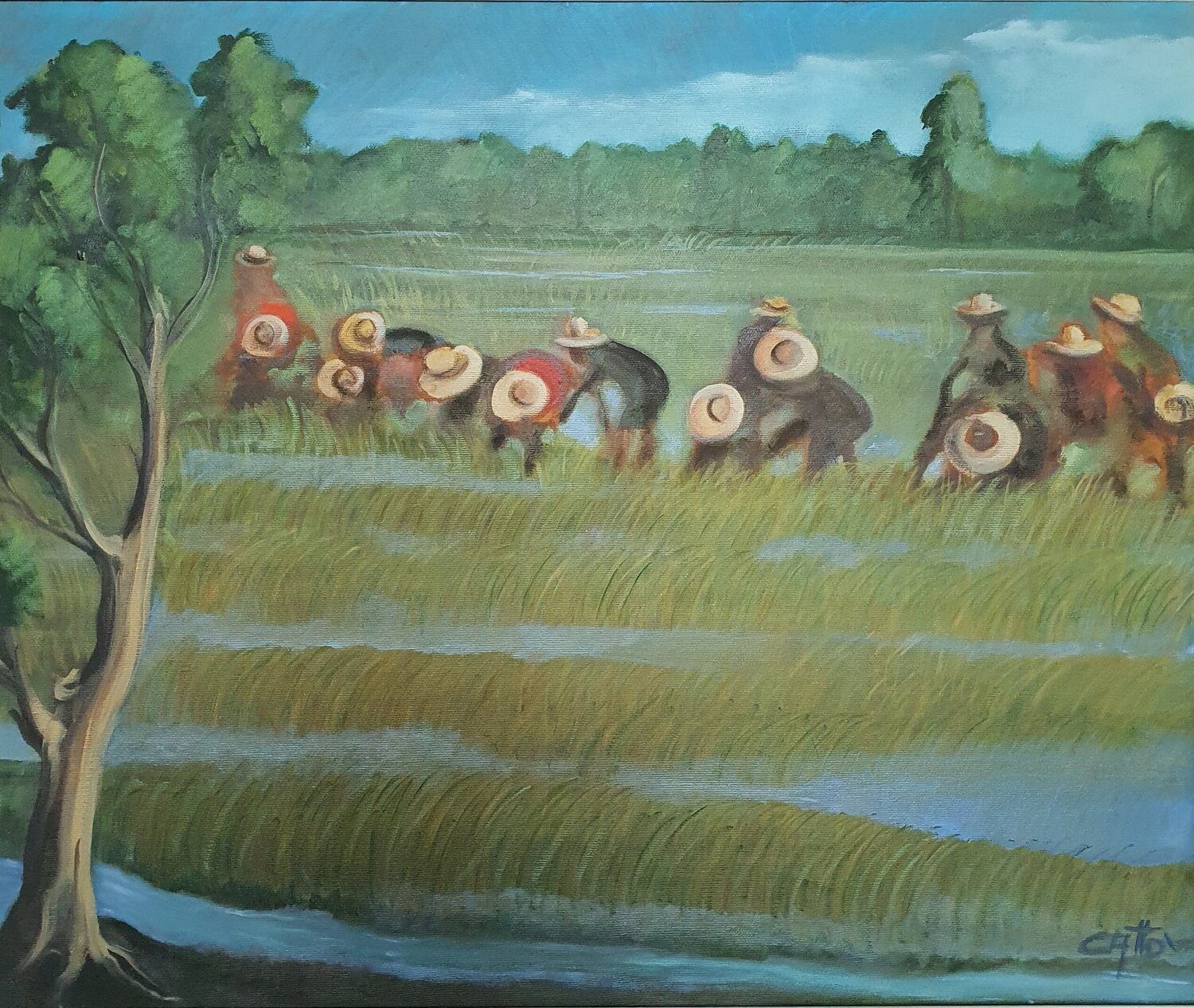 Le mondine Monica Catto Original painting for sale