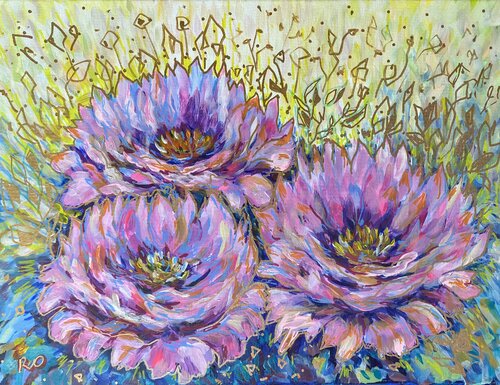 Lilac morning flowers by Olga 'ROArtUS' Rokhmanyuk, Painting for Sale on Select