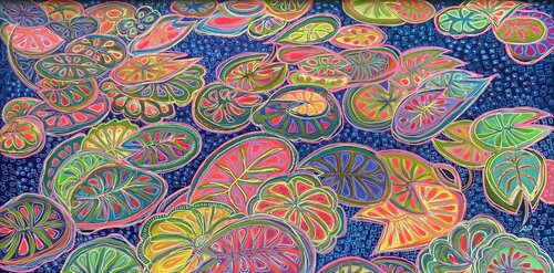 Autumn Lily Leaves by Olga 'ROArtUS' Rokhmanyuk, Painting for Sale on Select