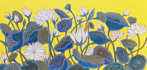 Lilies in the Sun by Olga 'ROArtUS' Rokhmanyuk, Painting for Sale on Select