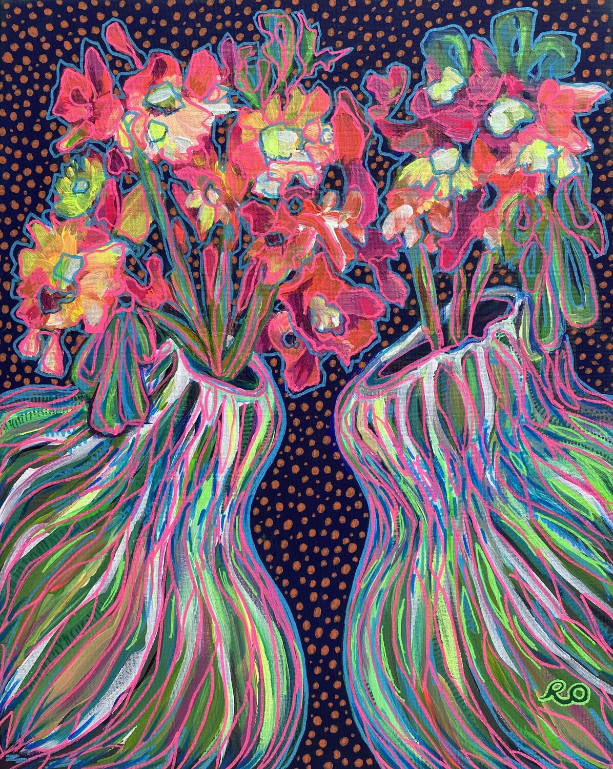 Two or three vases Olga 'ROArtUS' Rokhmanyuk Original painting for sale