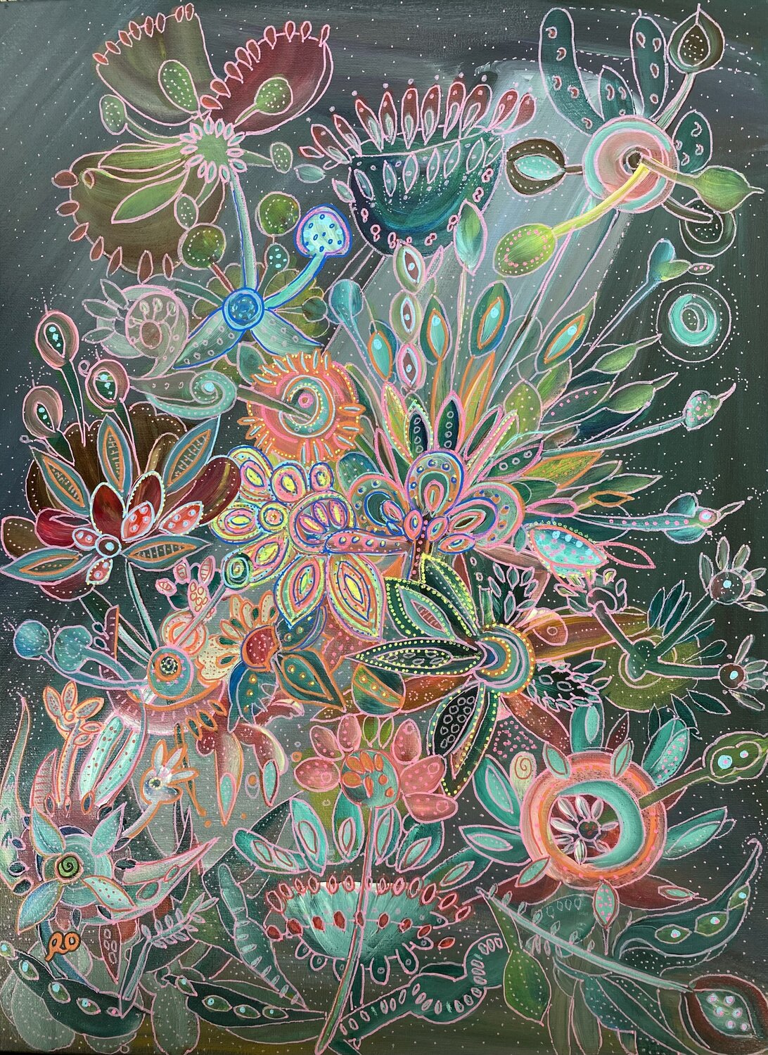 Flower Fantasy Olga 'ROArtUS' Rokhmanyuk Original painting for sale