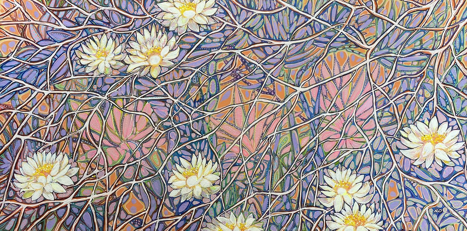 Botanical web Olga 'ROArtUS' Rokhmanyuk Original painting for sale