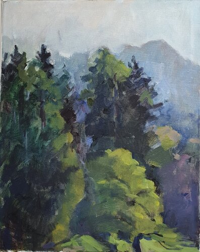 "Berg im Nebel" Etüde by Tamara Siebert, Painting for Sale on Select