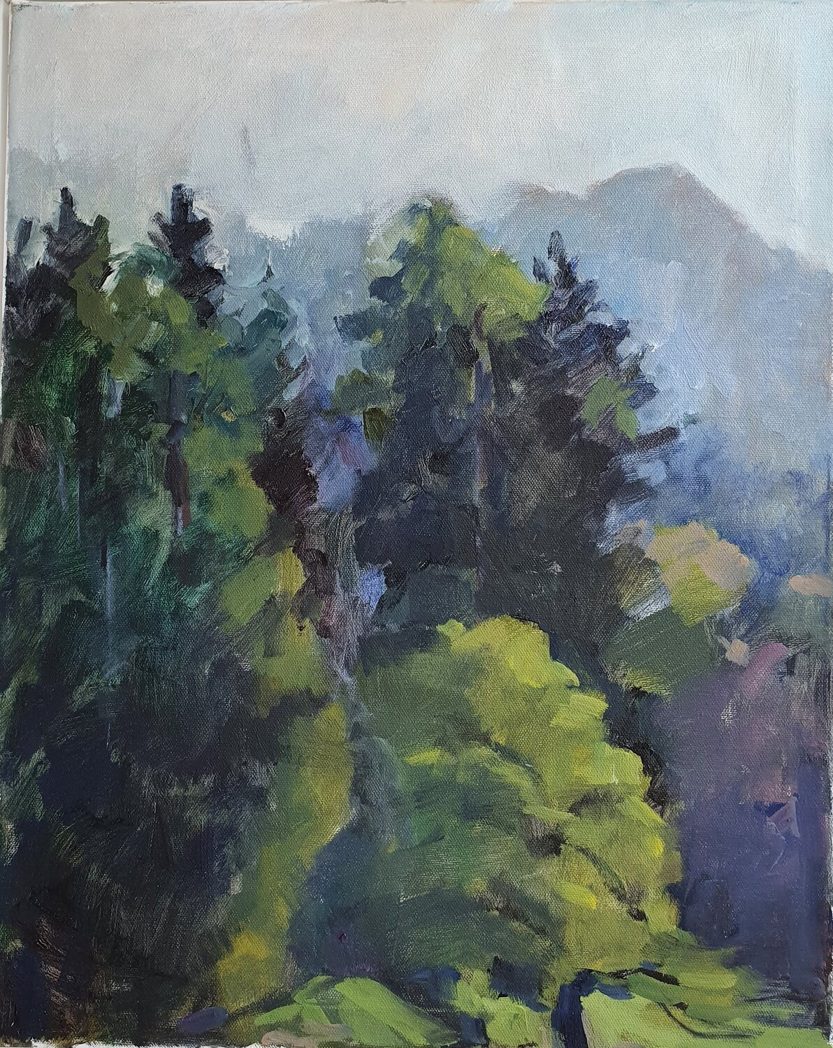 "Berg im Nebel" Etüde Tamara Siebert Original painting for sale