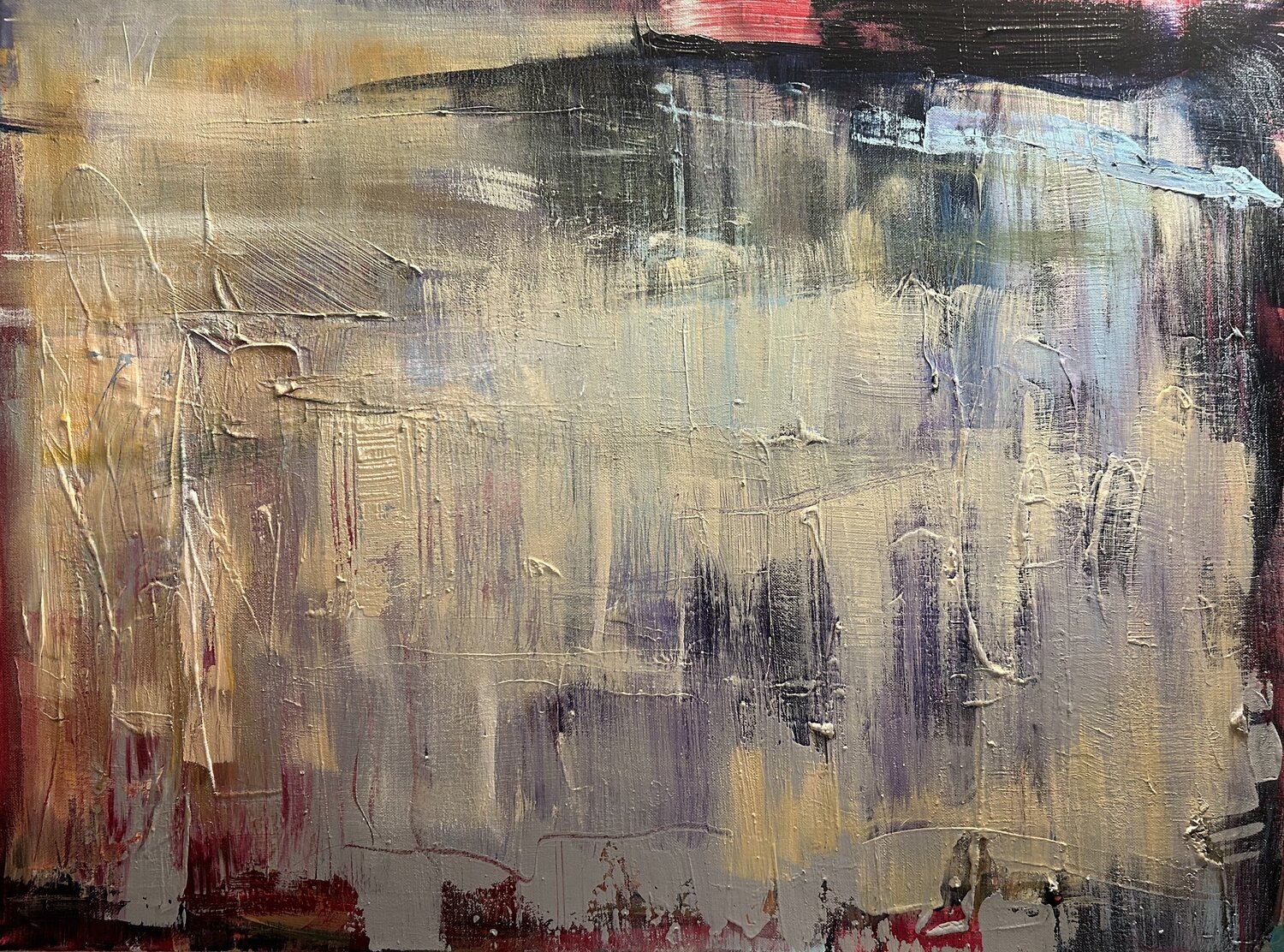 Misty Mountains kissed by an Autumn Sun Hella Ridder Original painting for sale