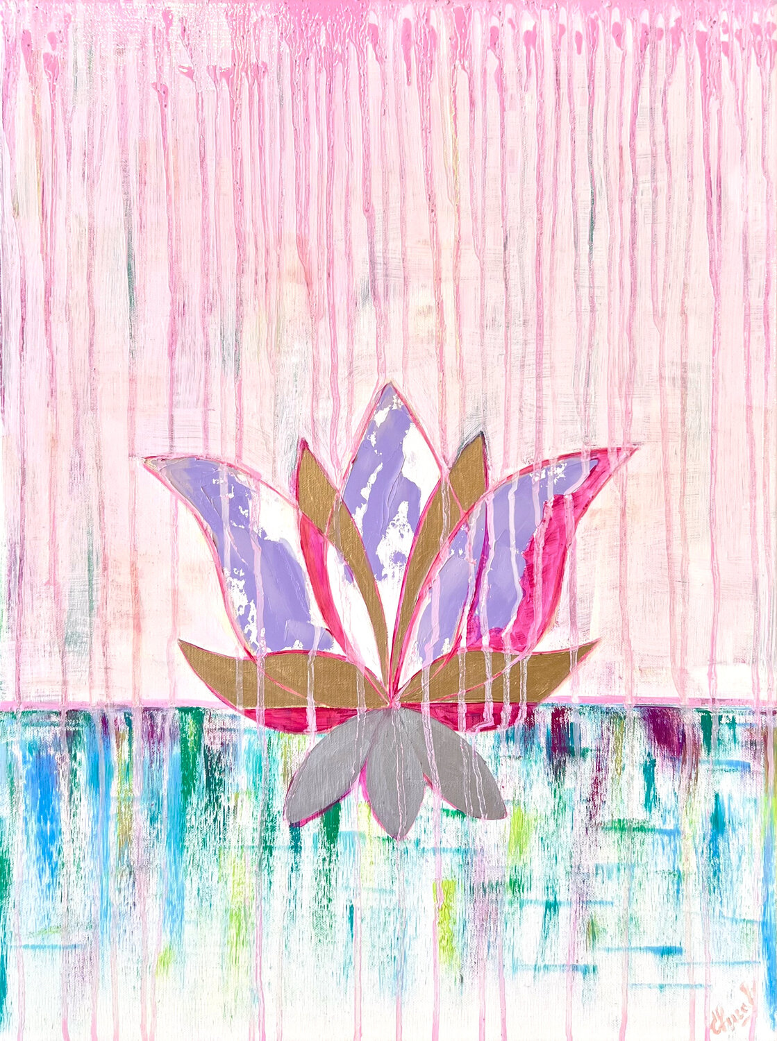 GOLDEN LOTUS | oil painting on canvas | original SVETLANA SHAVRINA Original painting for sale