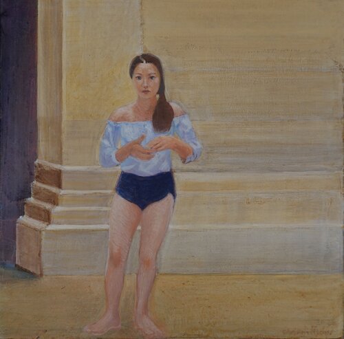 Eine Besucherin im Louvre by Christoph Fischer, Painting for Sale on Select