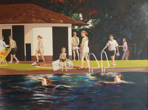 Badezeit Ende by Christoph Fischer, Painting for Sale on Select