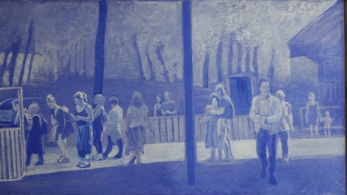 Passanten am Boulevard by Christoph Fischer, Painting for Sale on Select
