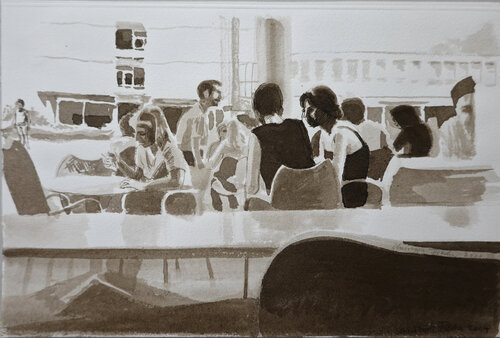 Café Freiburg by Christoph Fischer, Drawing for Sale on Select