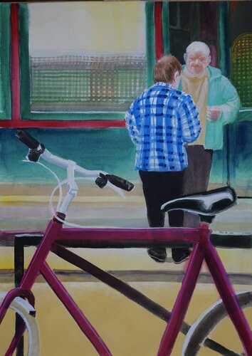 Das Fahrrad by Christoph Fischer, Painting for Sale on Select
