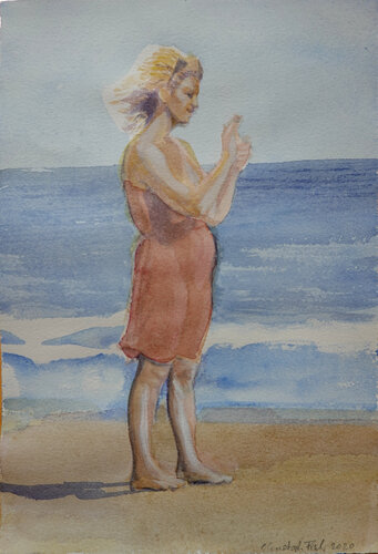 Das rote Kleid by Christoph Fischer, Painting for Sale on Select