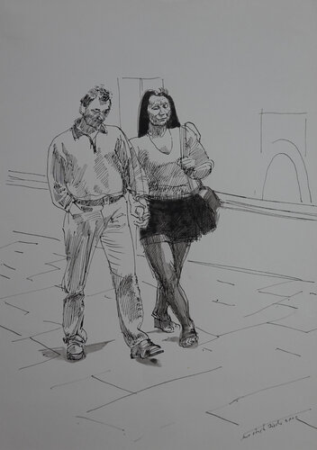 Paar in Krakau by Christoph Fischer, Drawing for Sale on Select