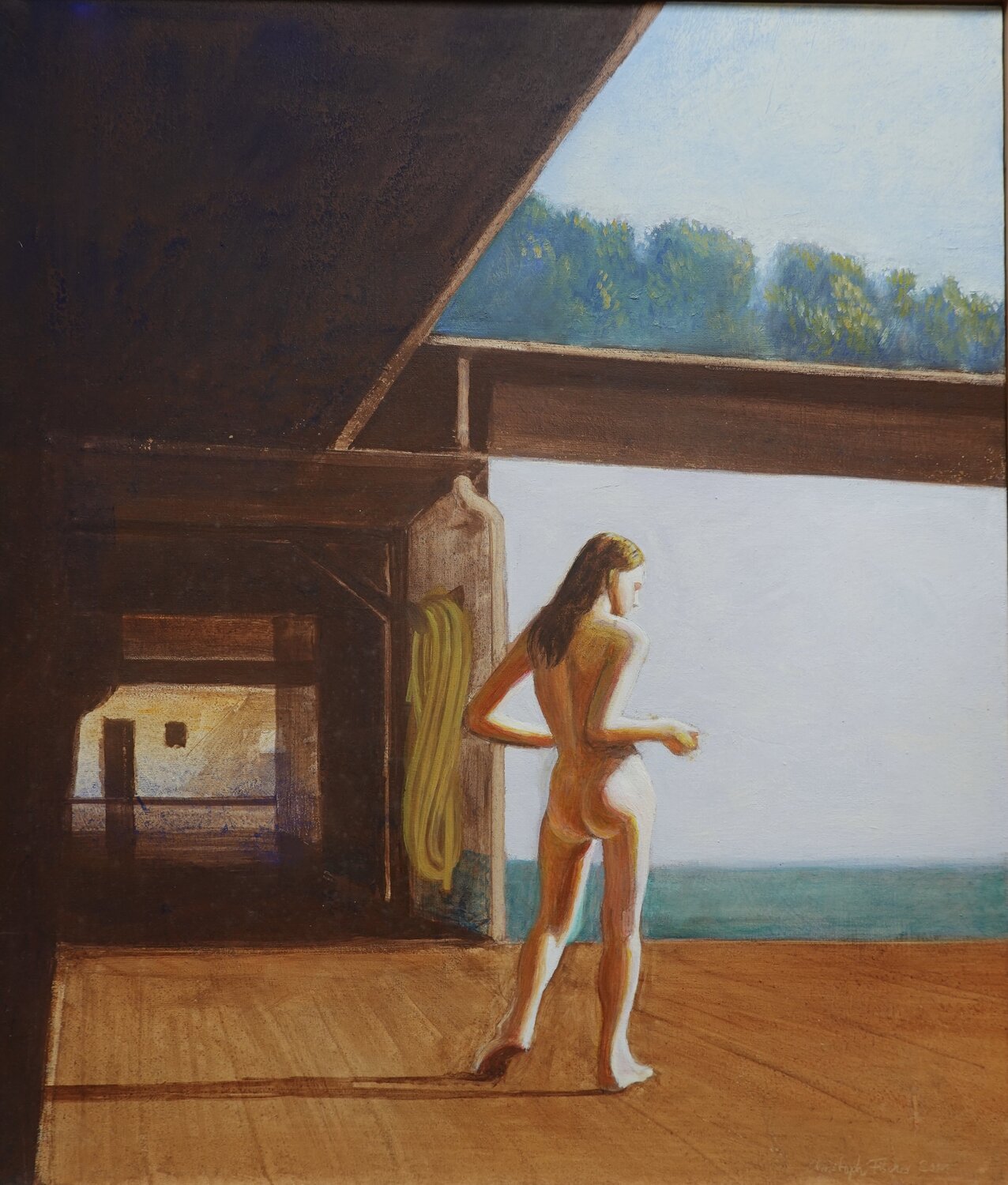 Auf dem Weg zum Pool Christoph Fischer Original painting for sale
